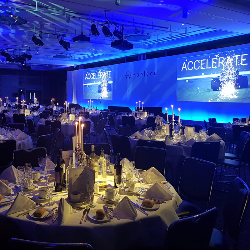 Accelerate event, with dinner tables