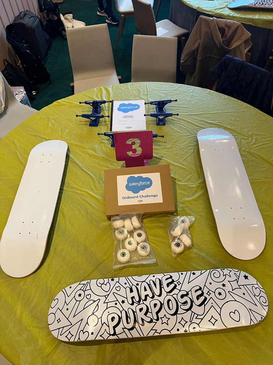 Various parts of a skateboard on a table